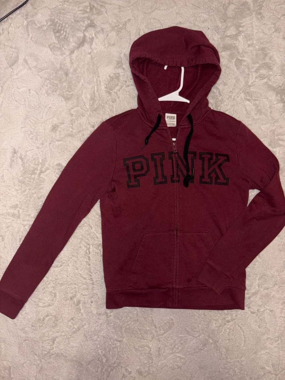 Victoria's Secret PINK Maroon Full-Zip Logo Hoodie